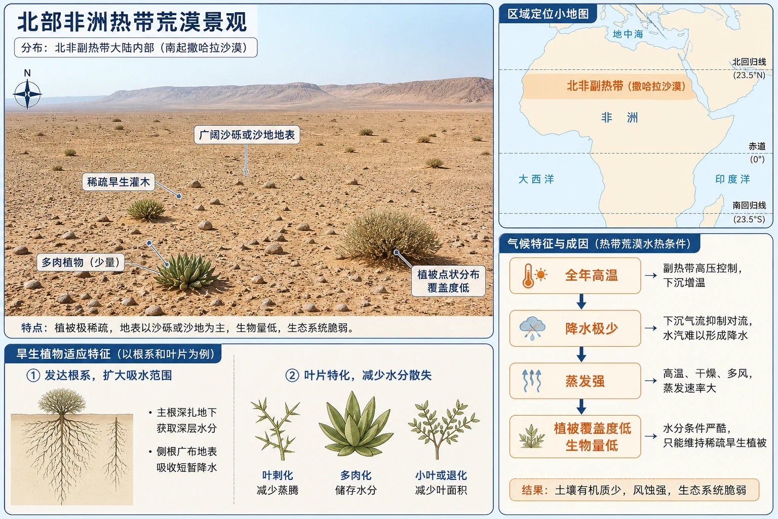 北部非洲热带荒漠植被与水热条件