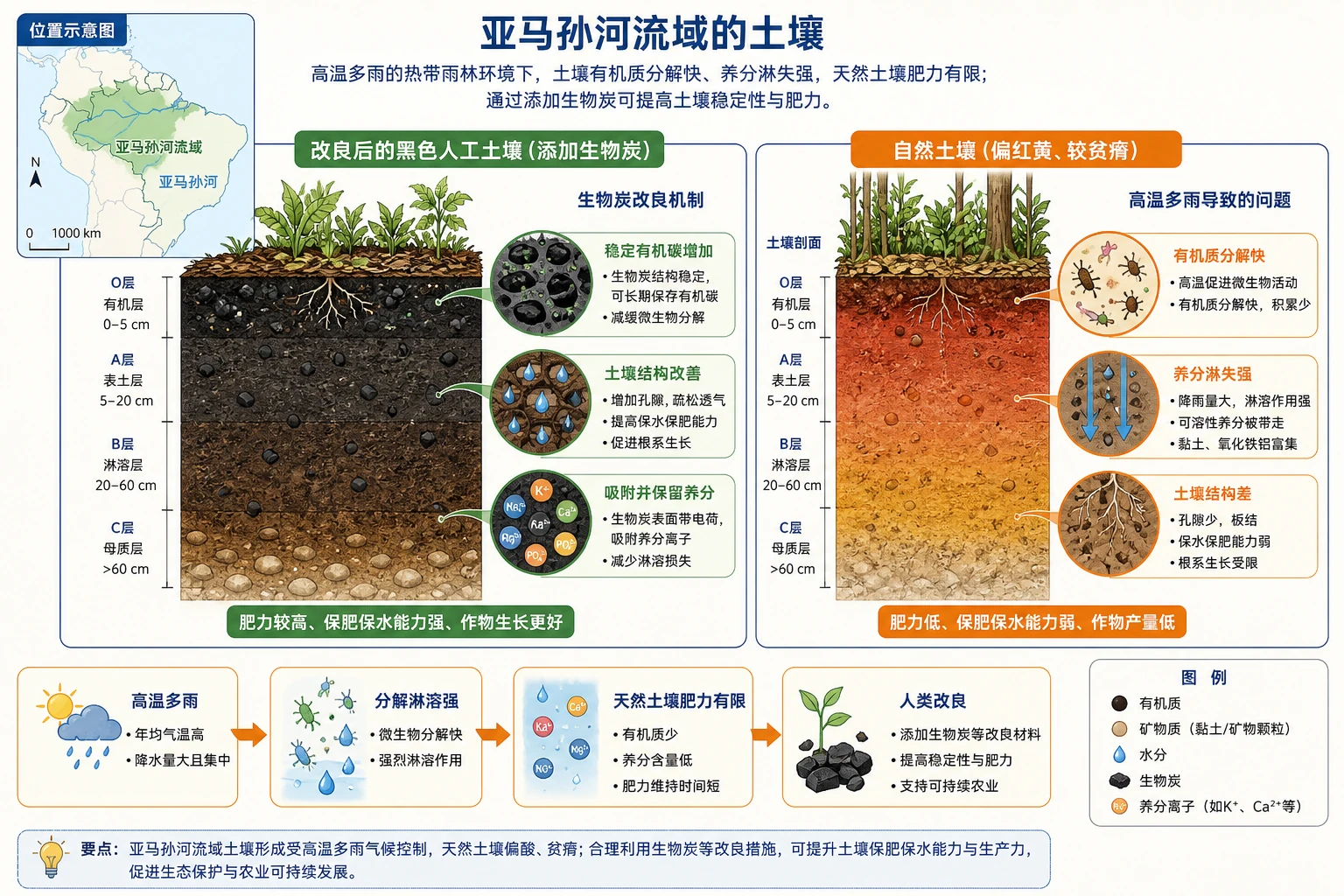 亚马孙河流域自然土壤与生物炭改良土壤