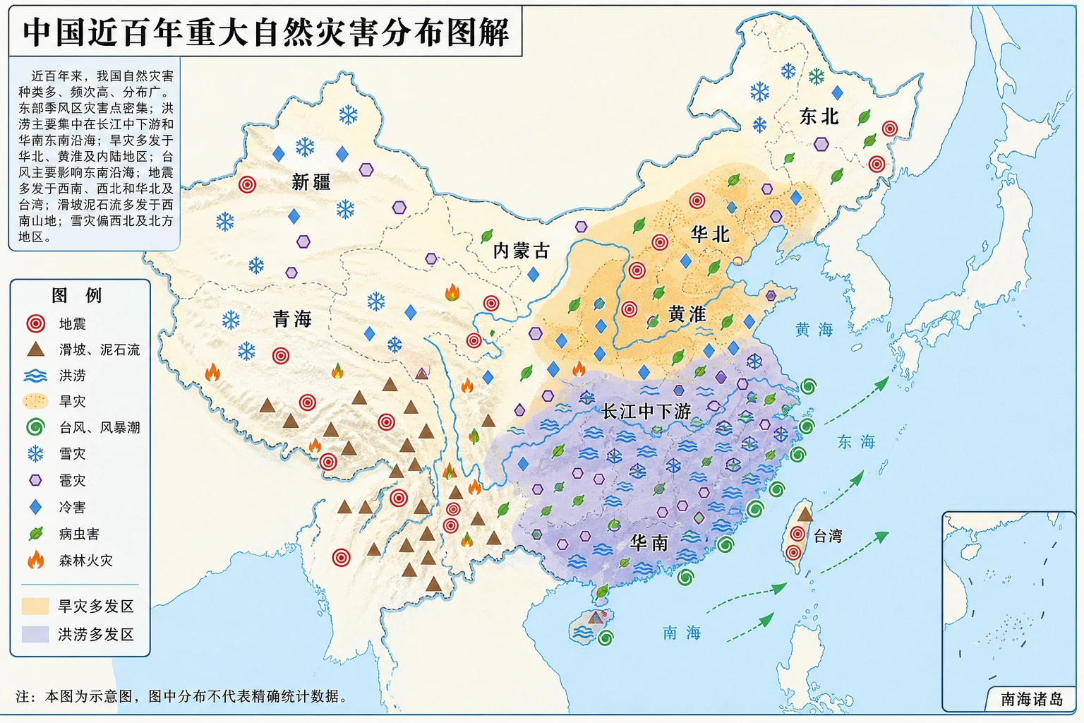 中国近百年重大自然灾害分布图解