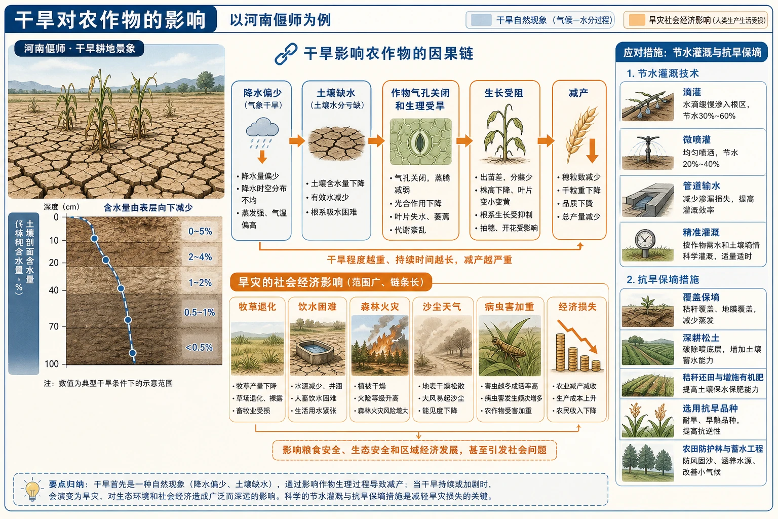 干旱对农作物的影响与旱灾成因链