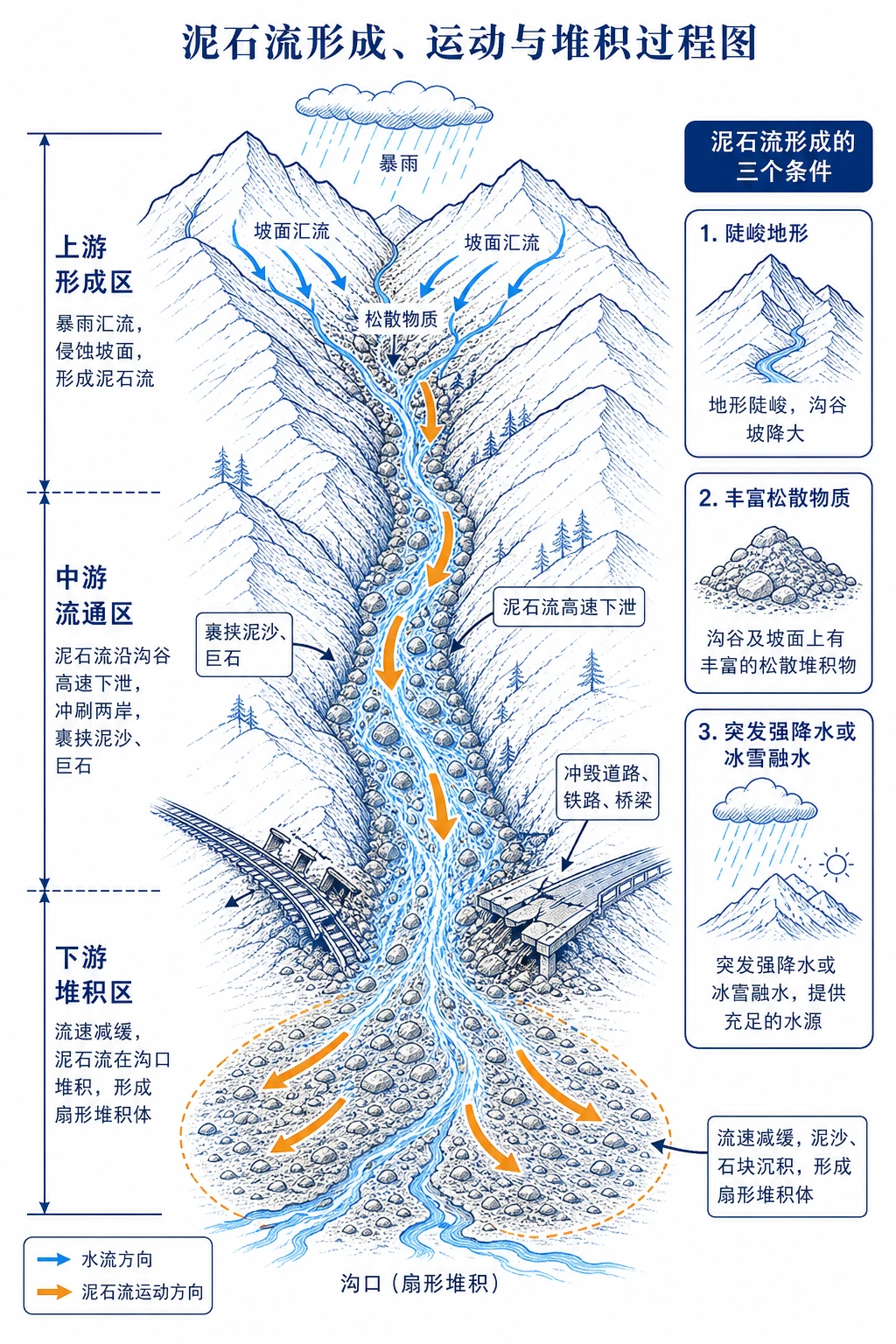 泥石流形成、运动与堆积