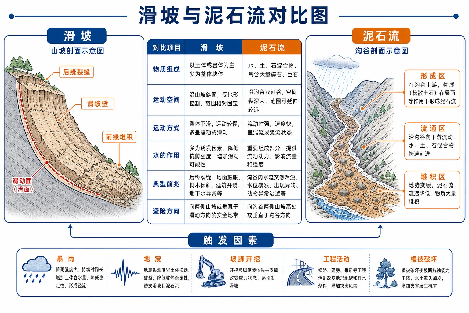滑坡与泥石流对比图