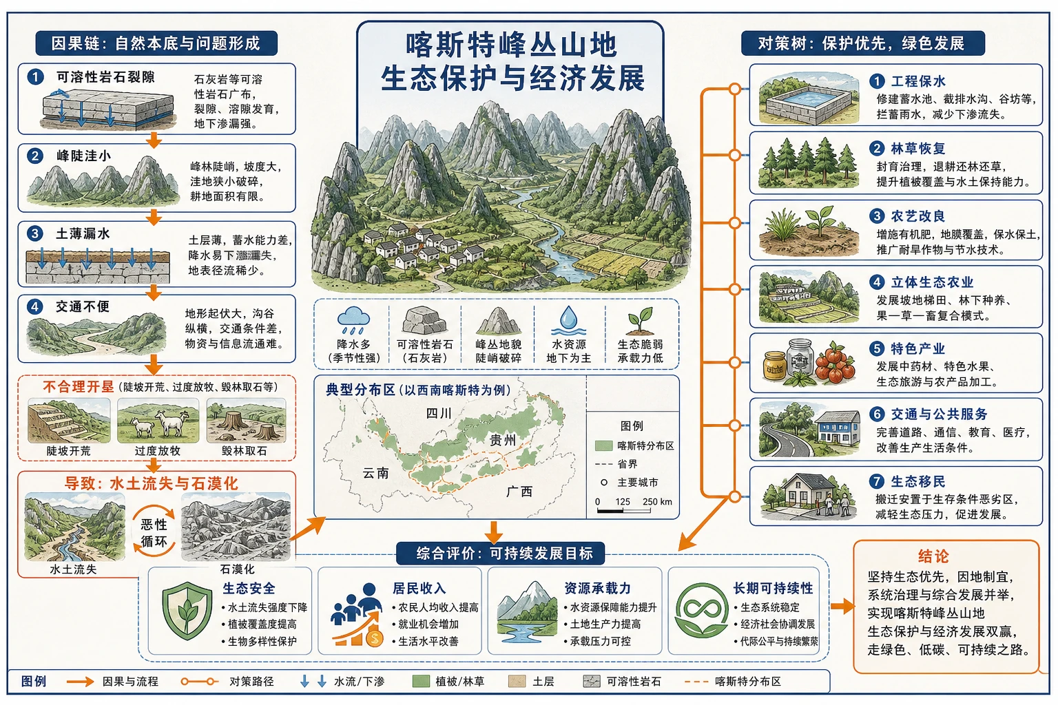 西南喀斯特峰丛山地问题研究框架图