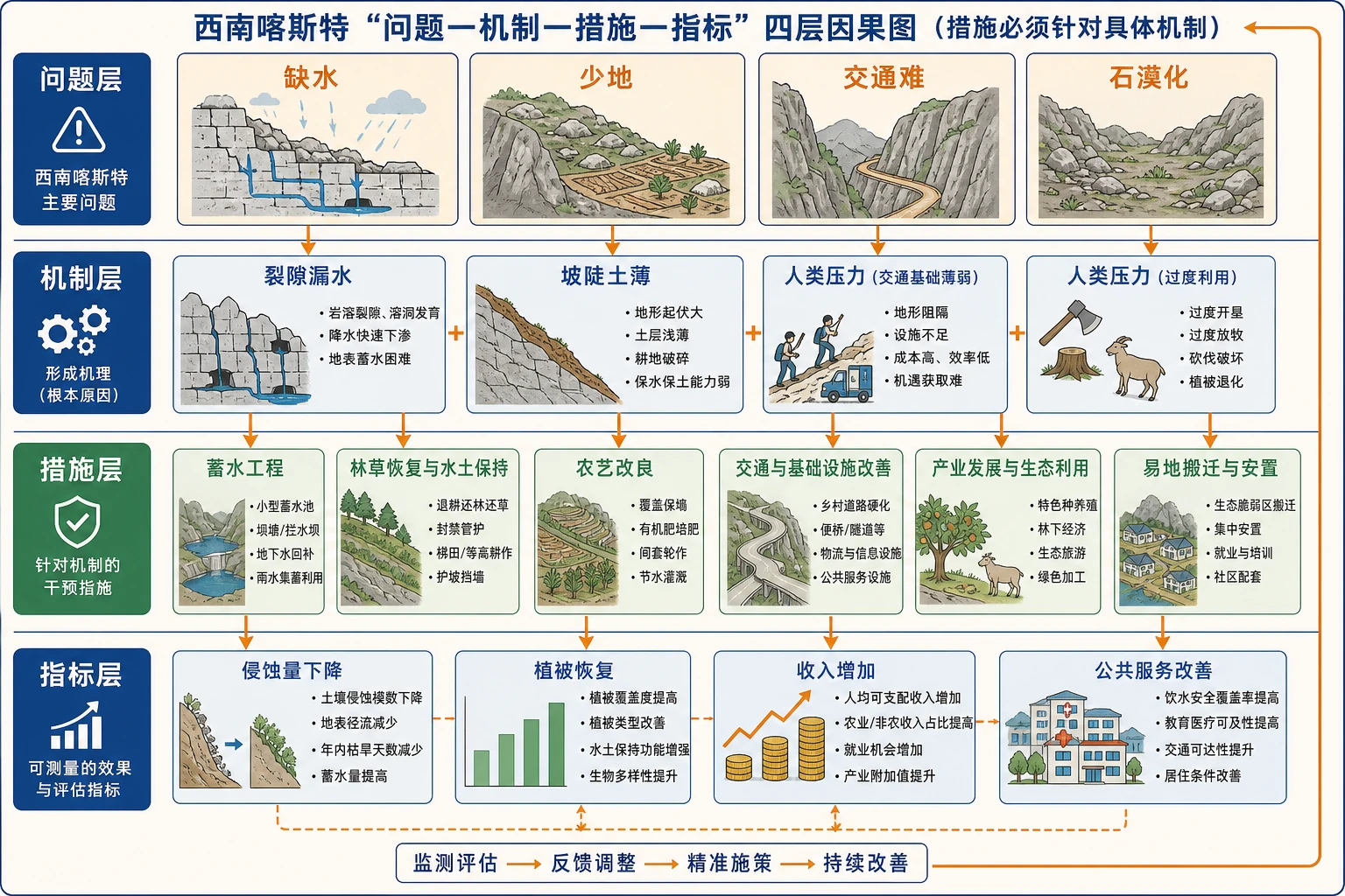 喀斯特地区问题机制措施指标因果图