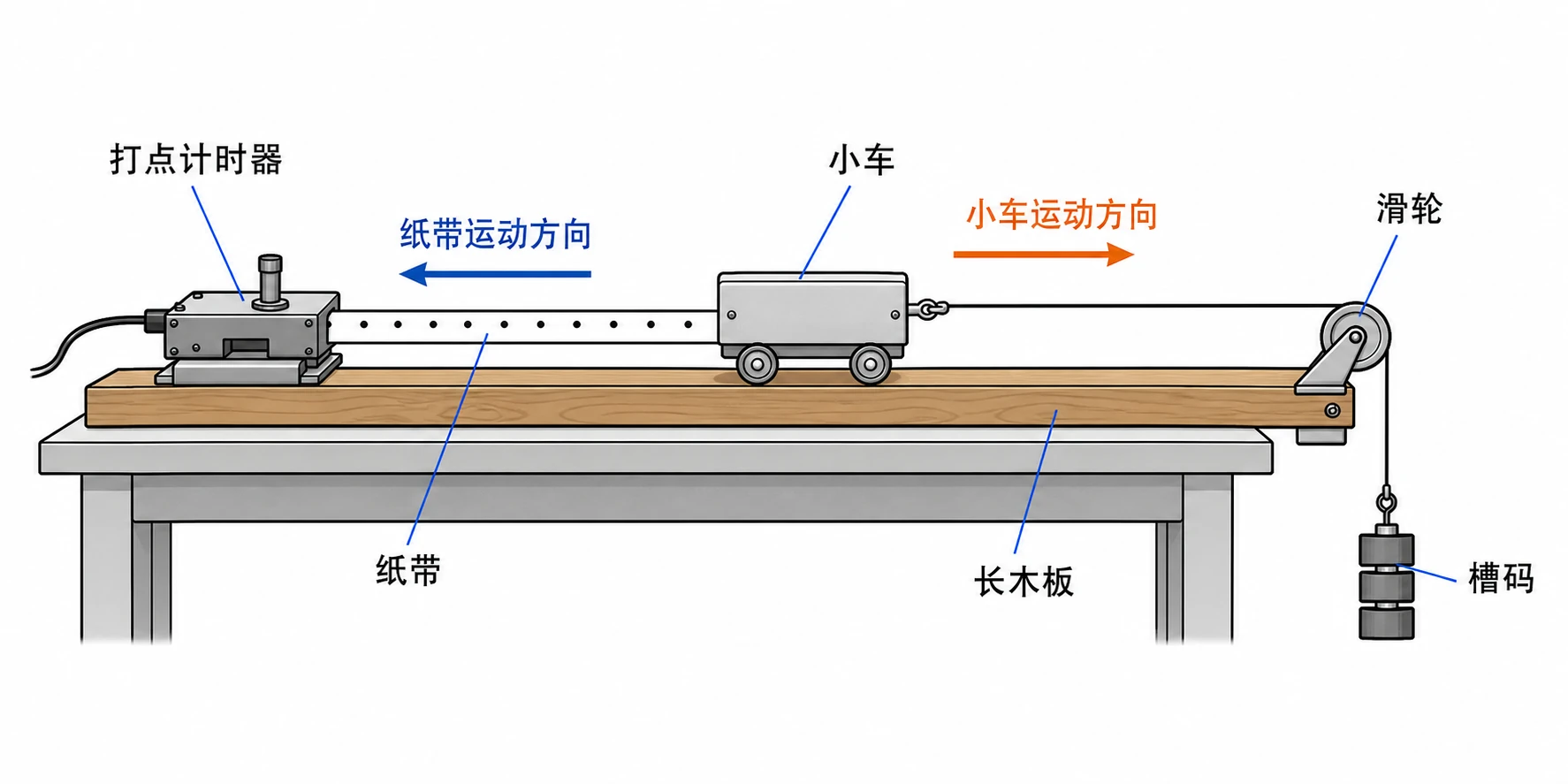 小车实验装置侧视简图