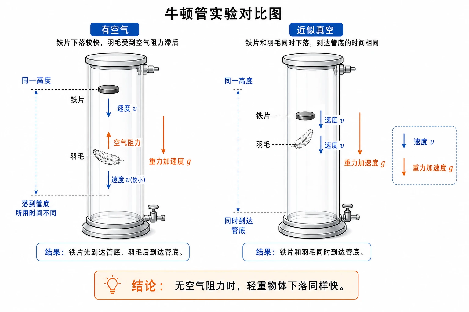牛顿管实验对比