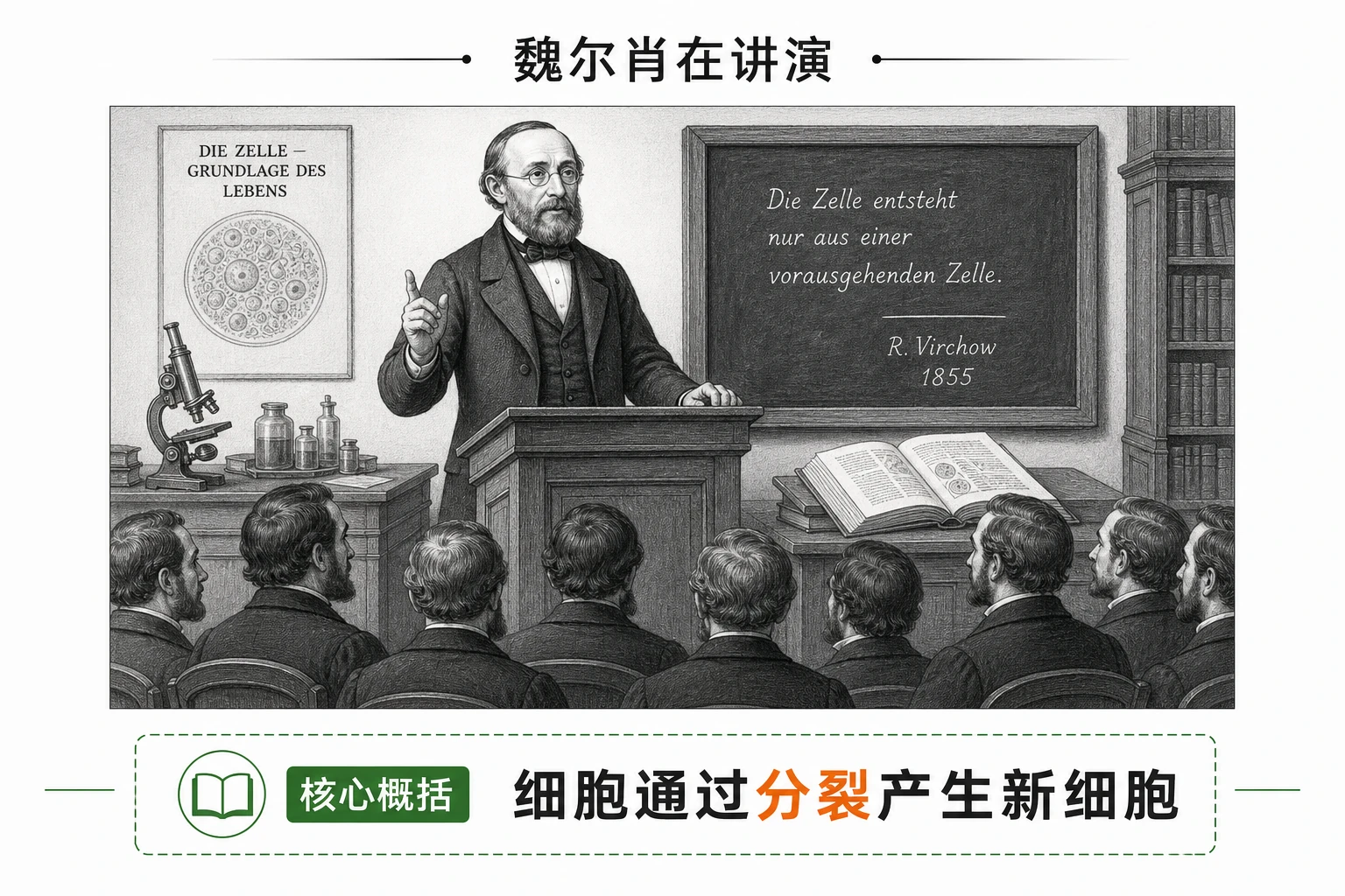 图10:教材科学史源图重绘④——“魏尔肖在讲演”