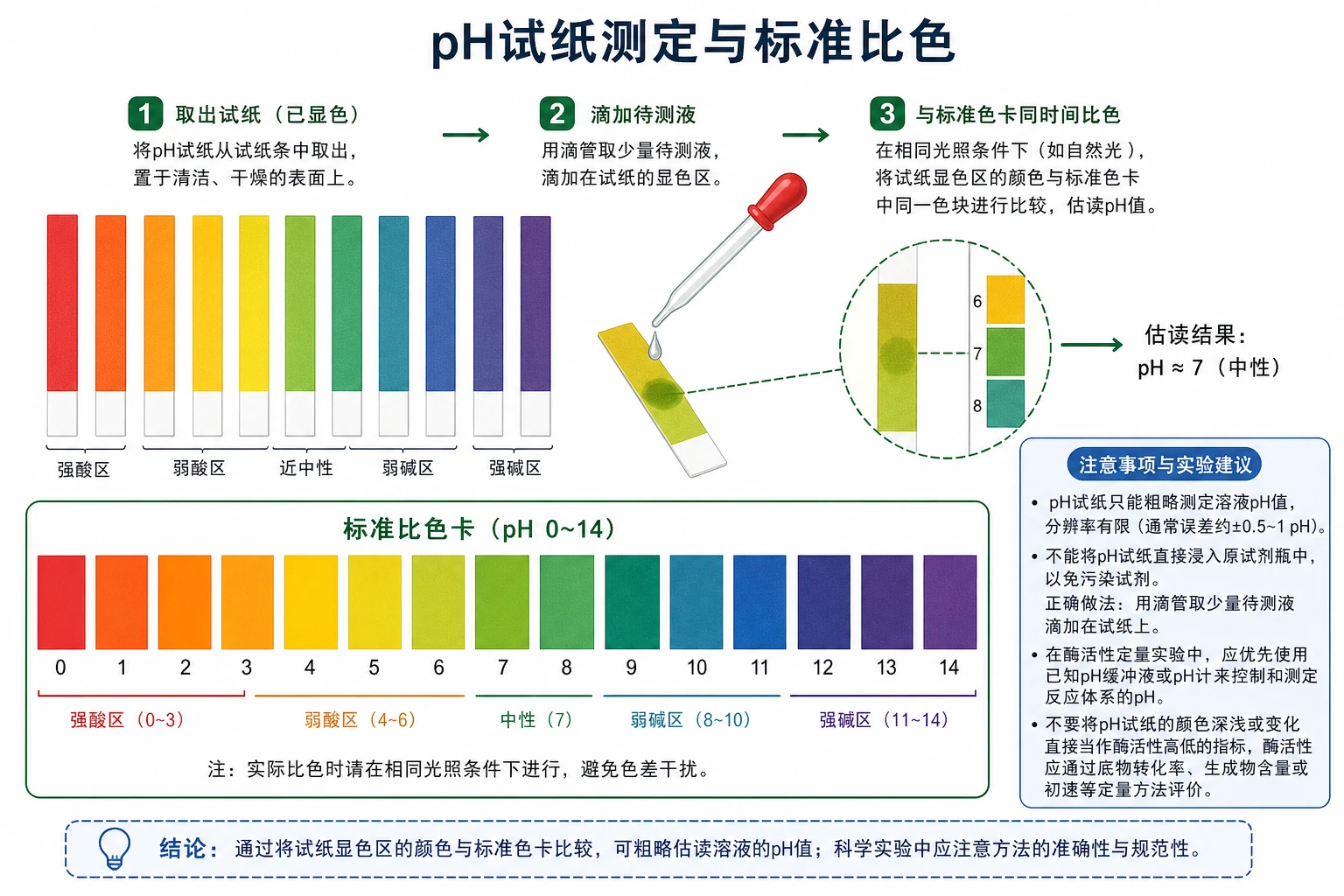 图08:教材“pH试纸及显色反应”源图重绘——“pH试纸测定与标