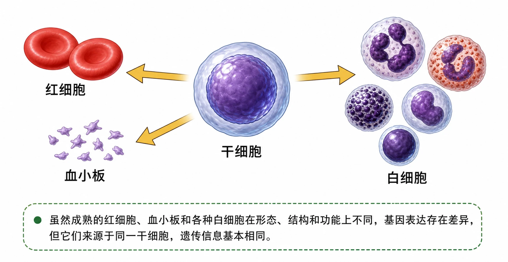 图09：教材图6-7源图重绘——“造血干细胞分化形成血细胞”
