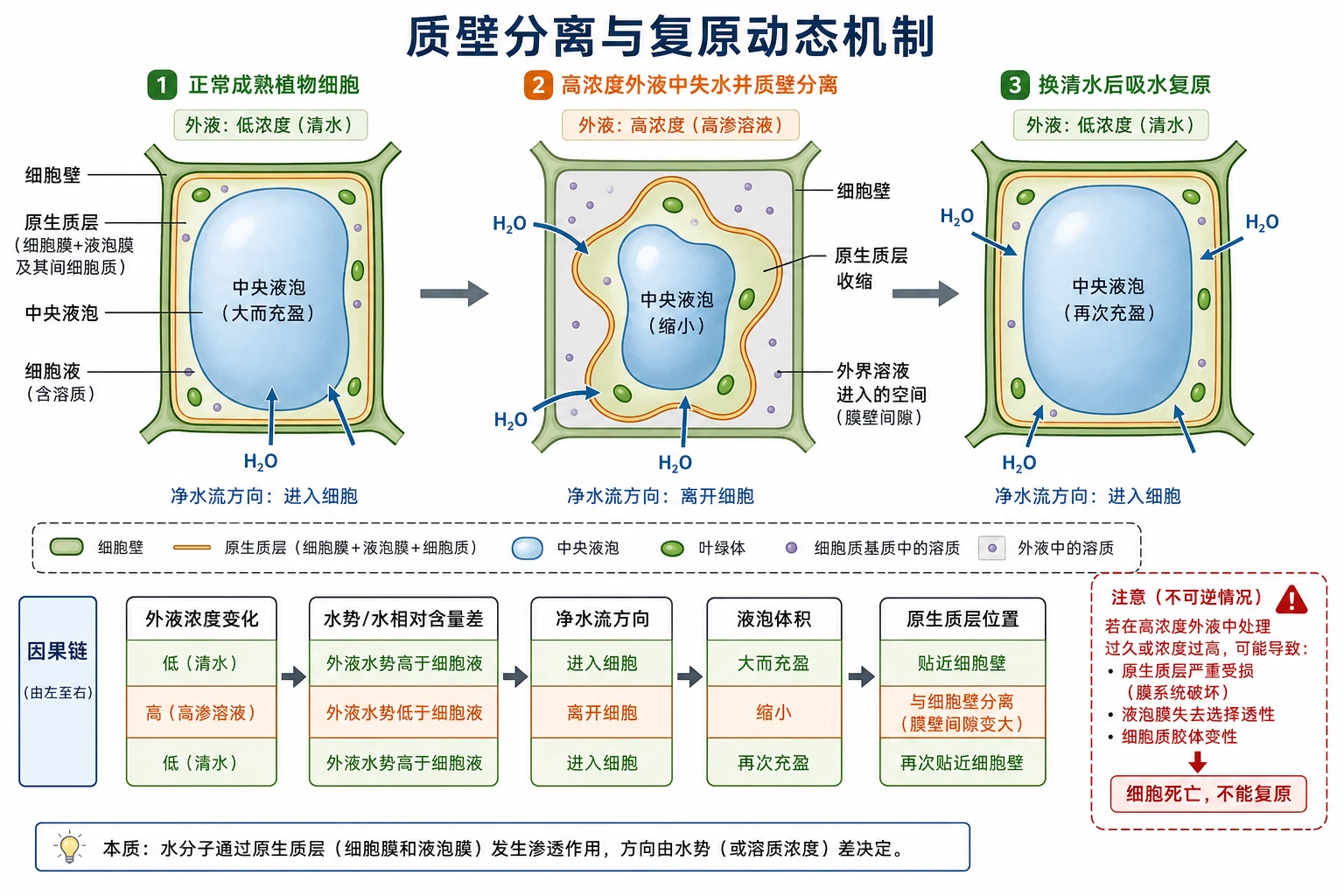 图06：补充知识图（非教材原图）——“质壁分离与复原动态机制”