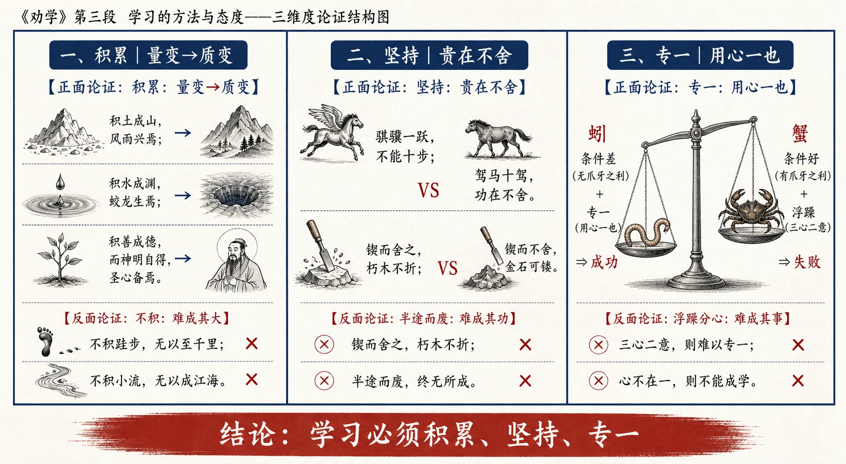 学习的方法与态度三维度论证图