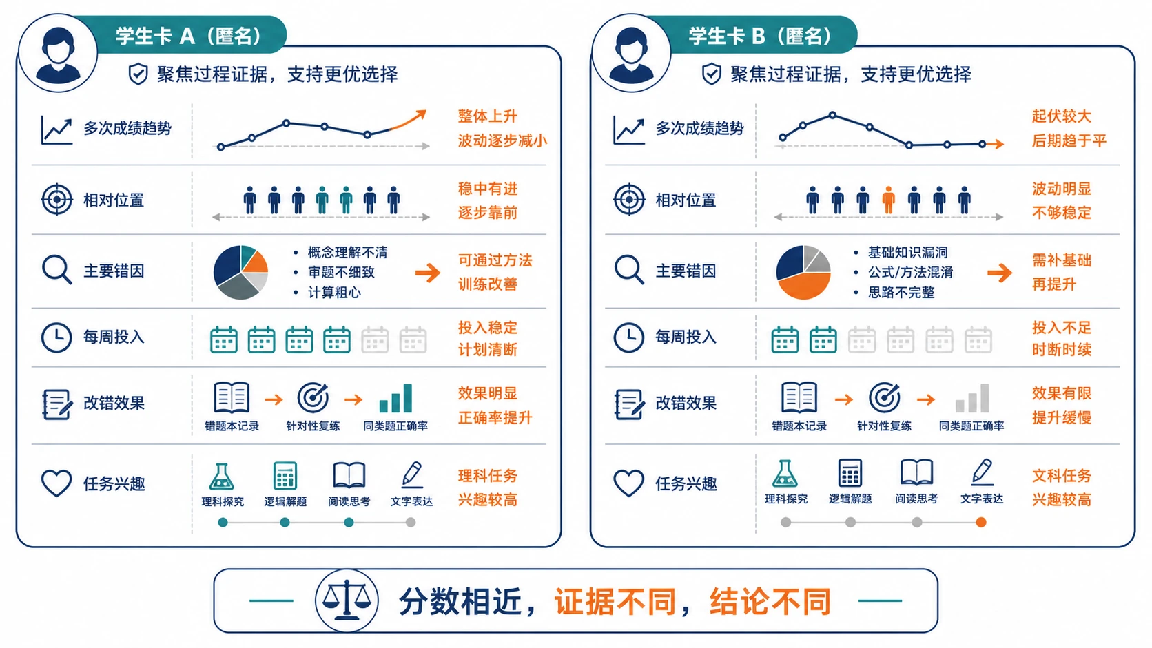 两名学生证据对比卡