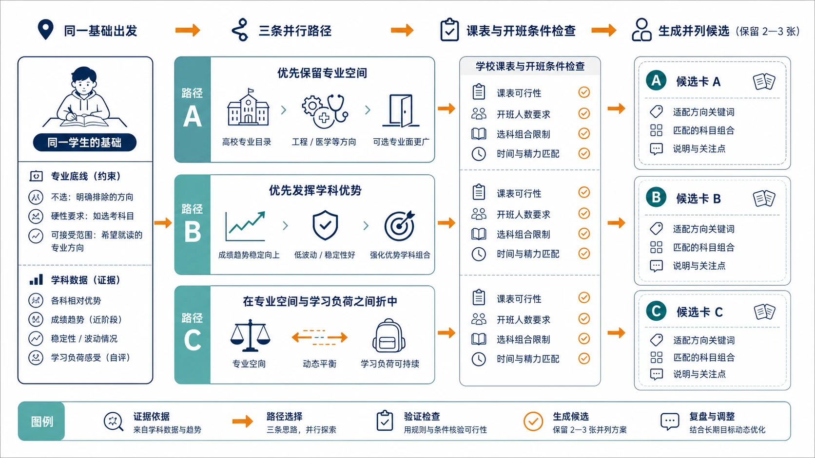 候选组合三路径比较